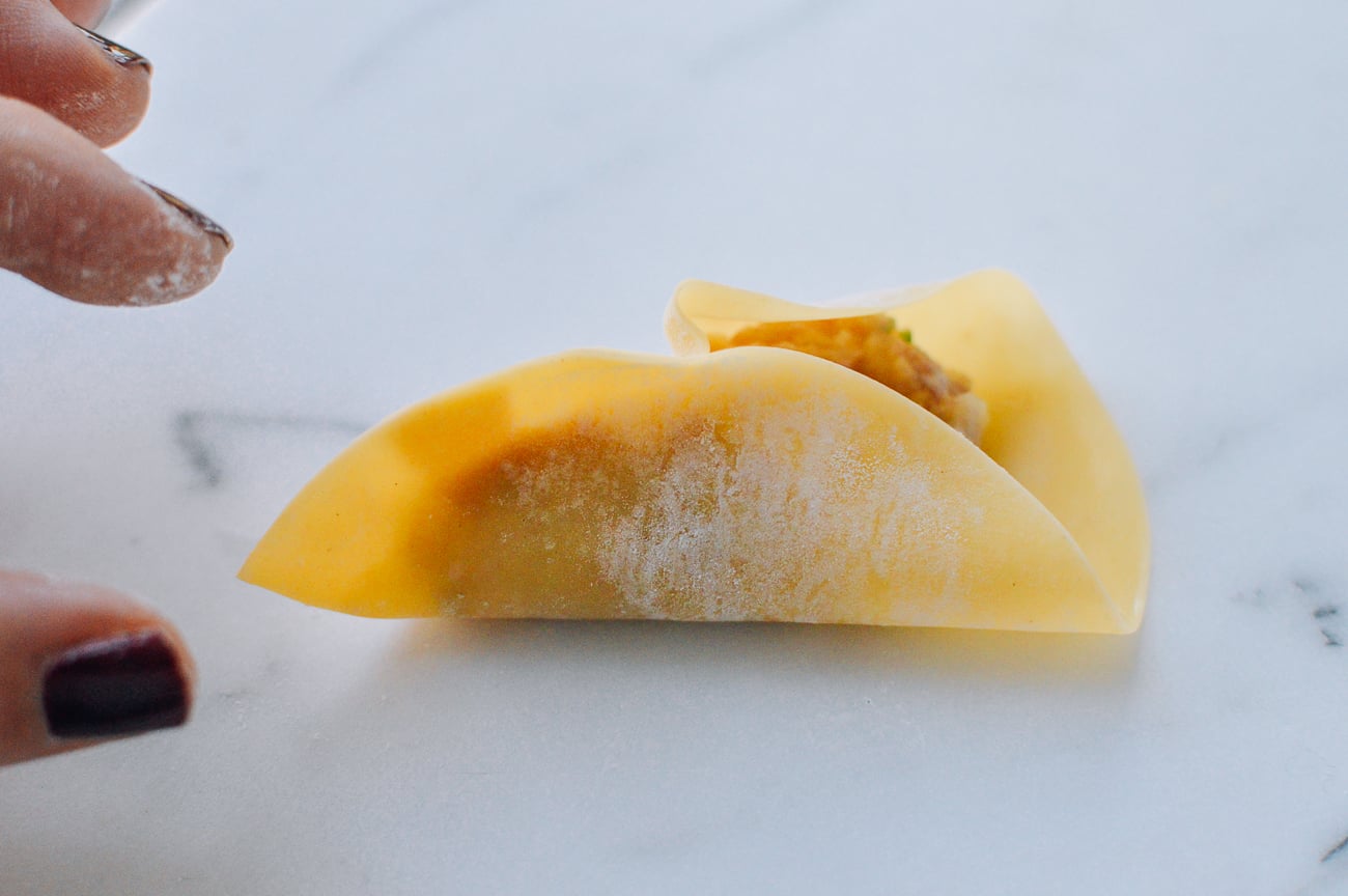 wrapping gyoza