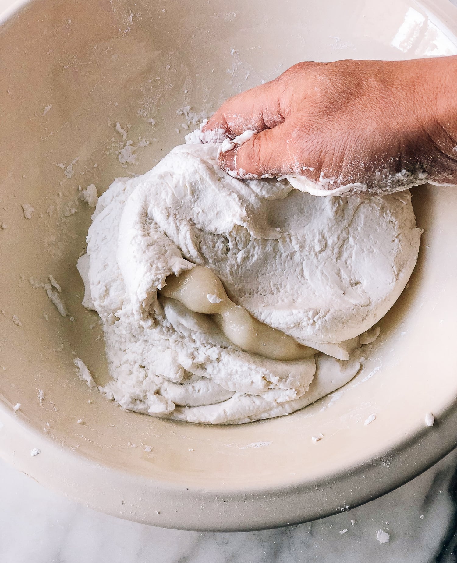 mixing cooked and raw rice flour dough in bowl, by bmeteor.aiodimecu.cf