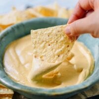 Dipping tortilla chip into plain vegan queso, bmeteor.aiodimecu.cf