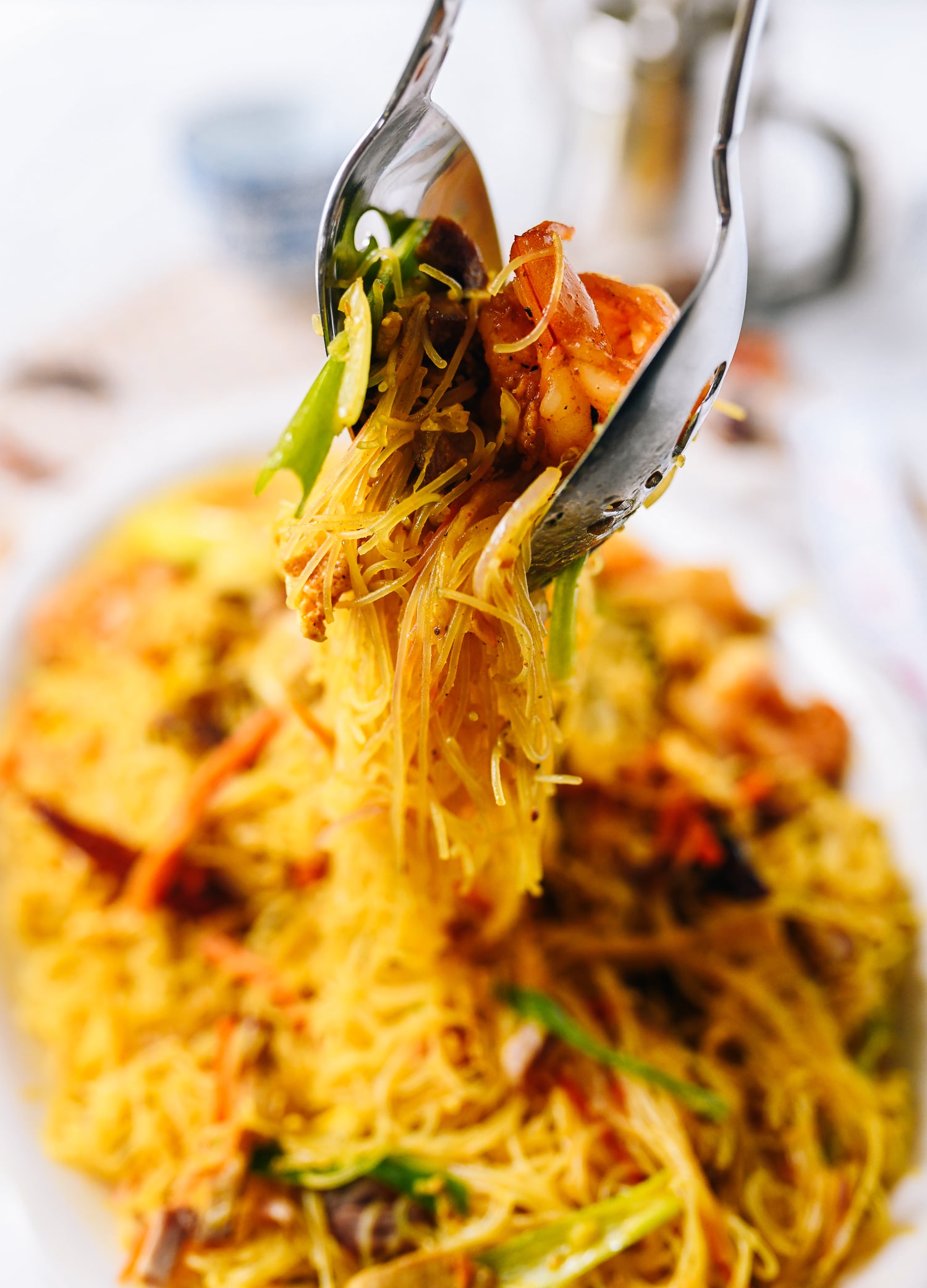 Lifting Singapore noodles off plate with two spoons, bmeteor.aiodimecu.cf