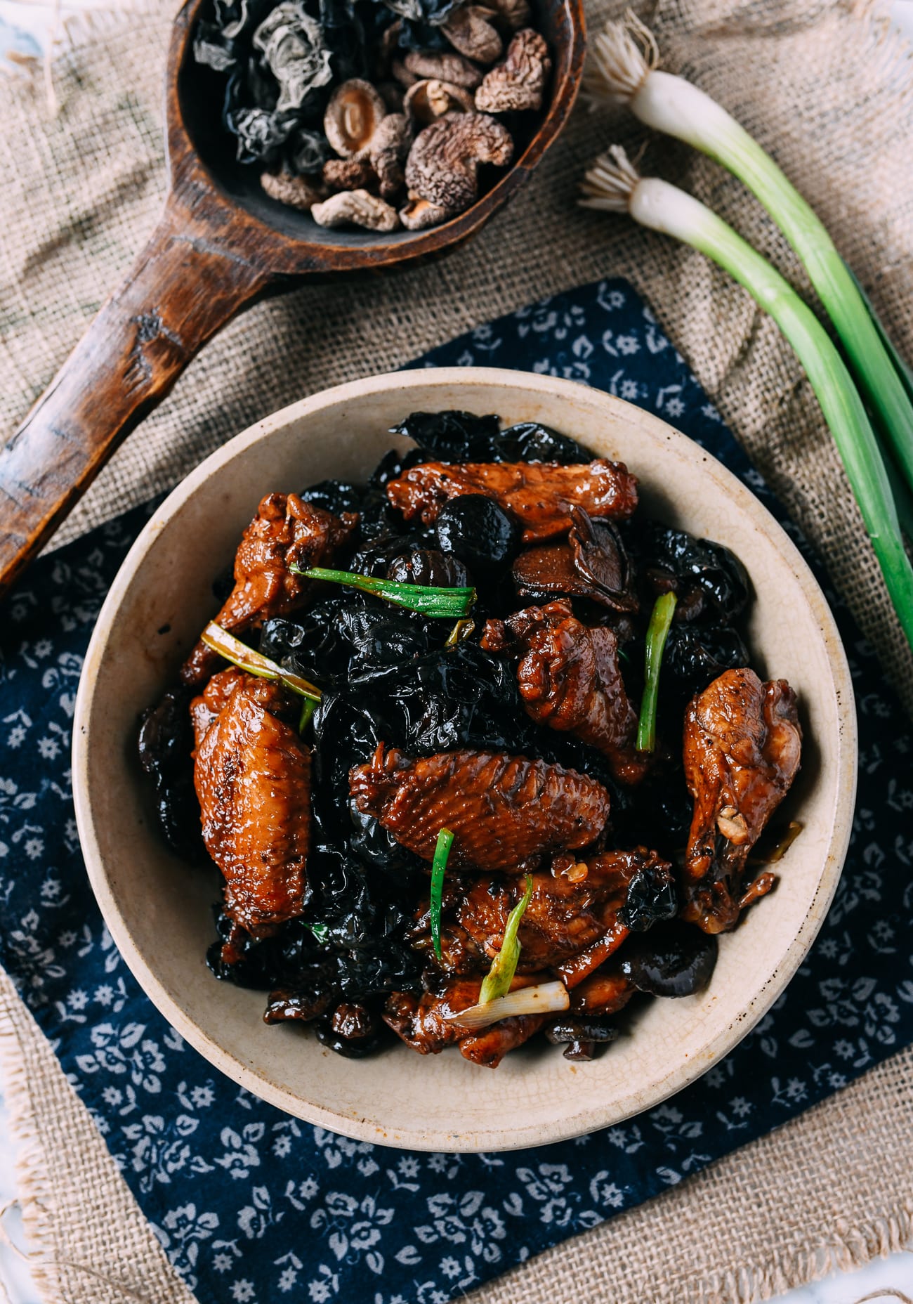 Braised Chicken and Dried Wood Ear and Shiitake Mushroom