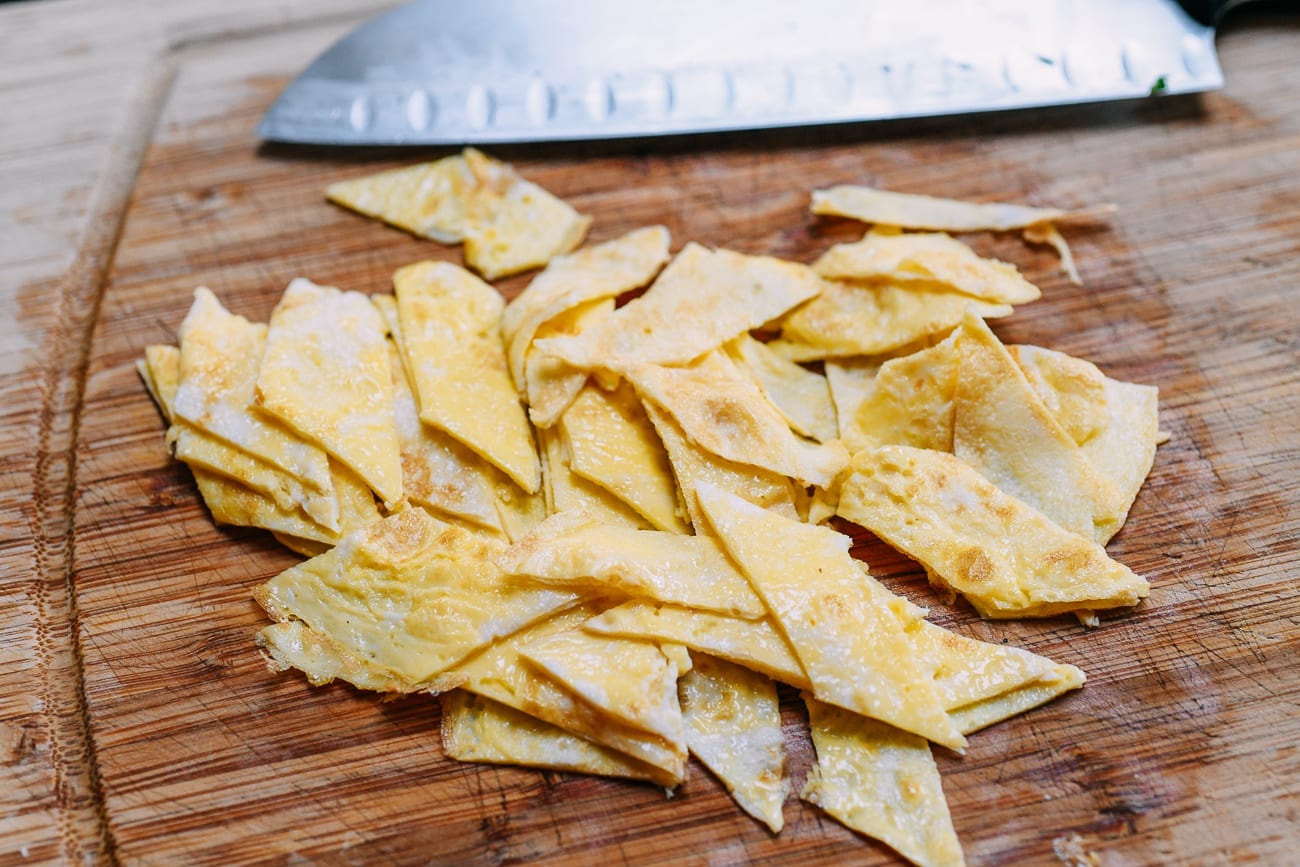 Cut slices of egg