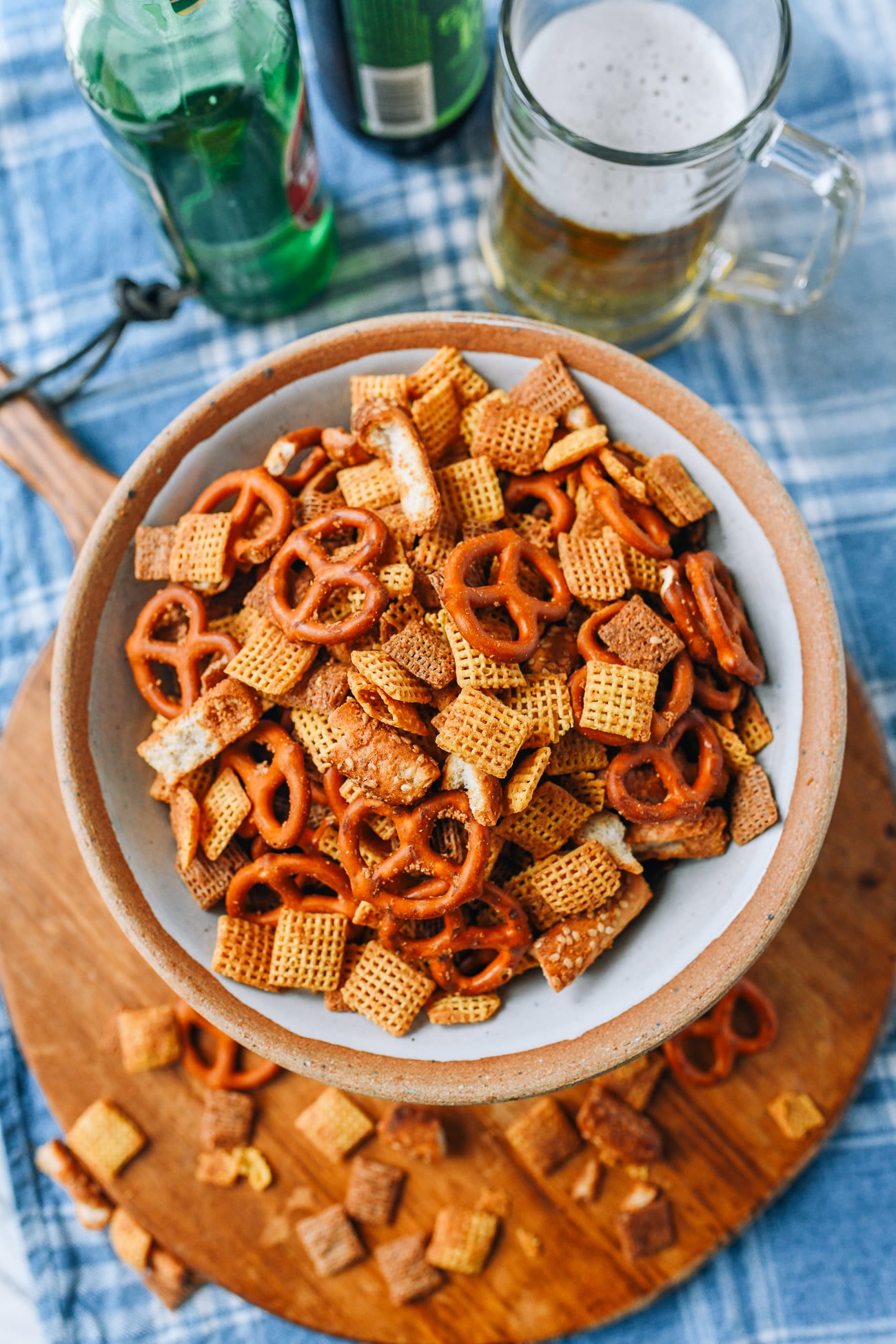 "Cheesy" Homemade Chex Mix with Fermented Tofu