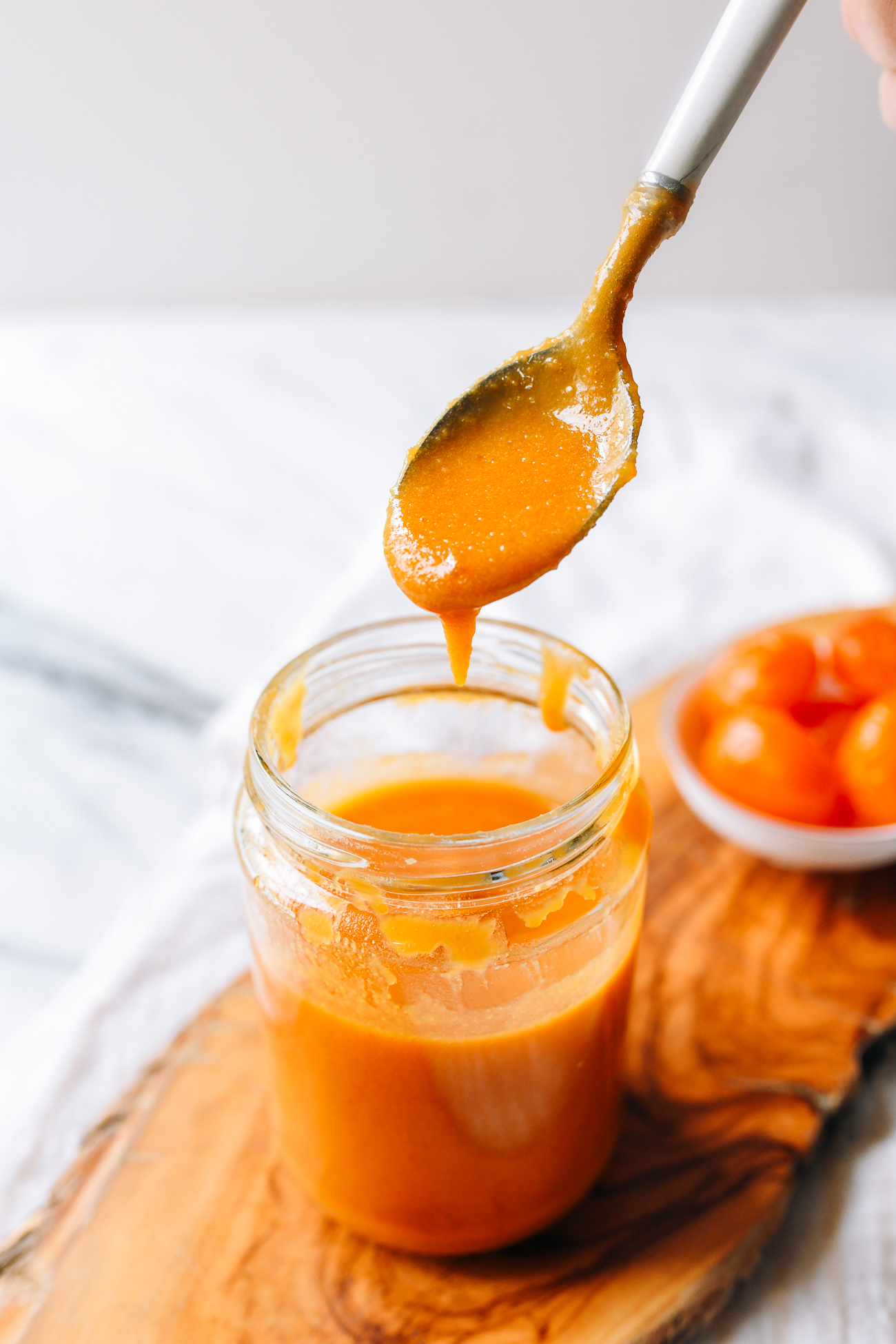 Spoon of Homemade Salted Duck Egg Yolk Sauce
