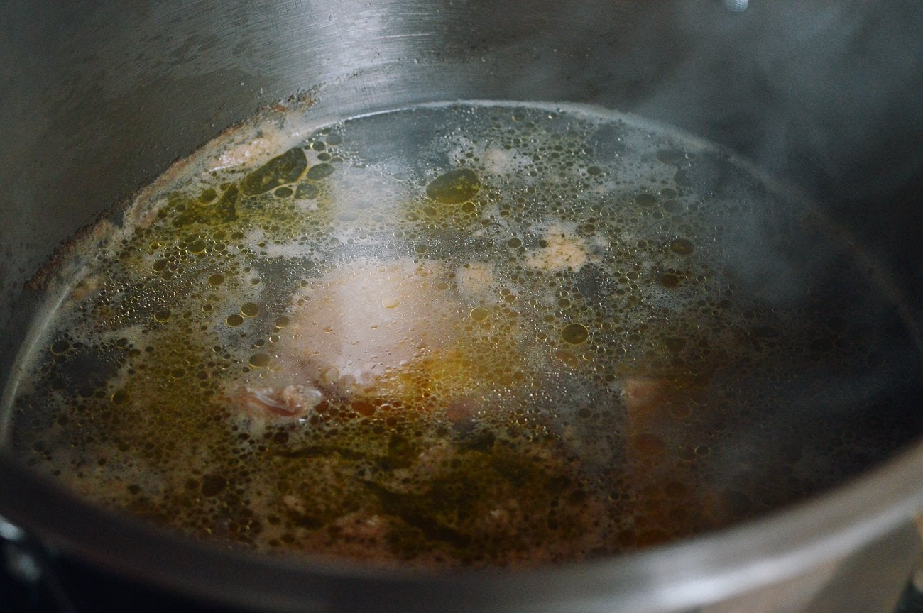 pho broth in pot